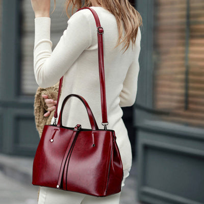 Minimalist Tote Pure Color Leather Crossbody Handbag For Women