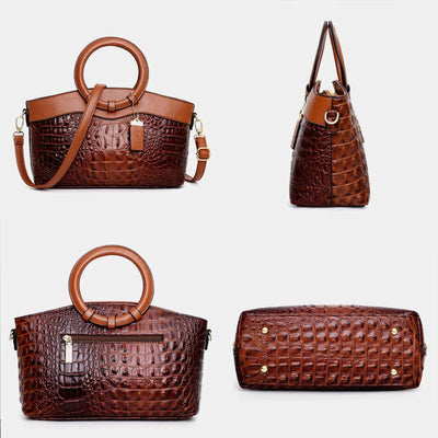 Large Capacity Vintage Embossing Crossbody Bag Top-Handle Bag