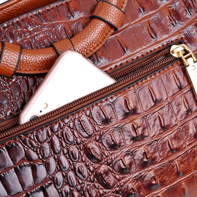 Large Capacity Vintage Embossing Crossbody Bag Top-Handle Bag