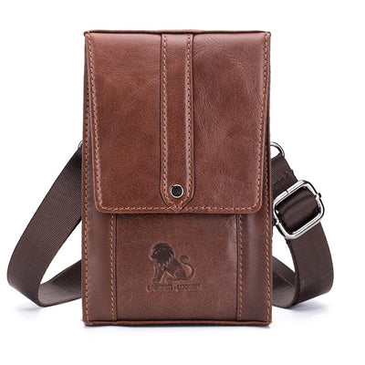 Genuine Leather Wallet Clutch Multi-Slot Waist Bag with Belt Loop Crossbody Strap