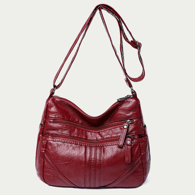 Vintage Large Capacity Shoulder Bag For Women Soft Leather Purse