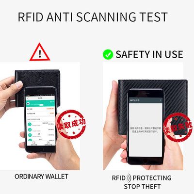 Mens RFID Leather Wallet Multiple Card Slots Short Money Clip