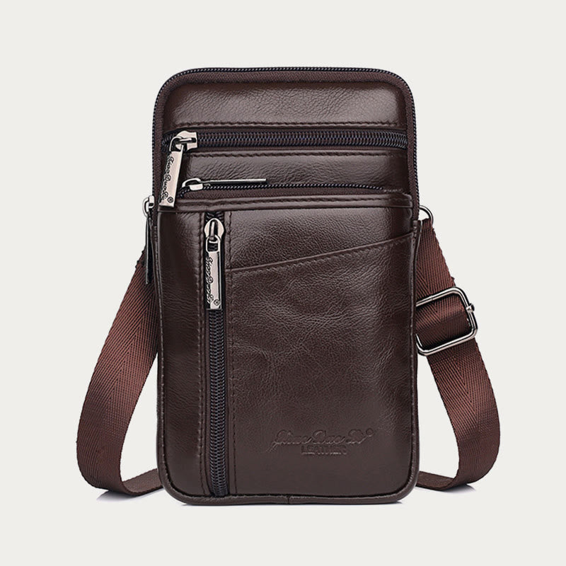 Messenger Bag For Men Mini Ultra Thin Leather Shoulder Bag