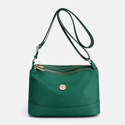 Triple Zip Small Crossbody Bag Lightweight Waterproof Nylon Shoulder Purses Handbags