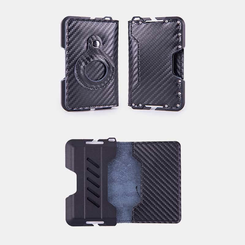 Genuine Leather Bifold Mens Leather Airtag Wallet BFID Blocking Card Holder