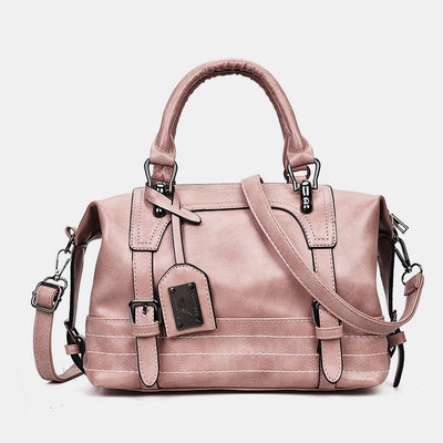 Retro Vegan Leather Tote Crossbody Bag Doctor Bag for Ladies Boston Bag