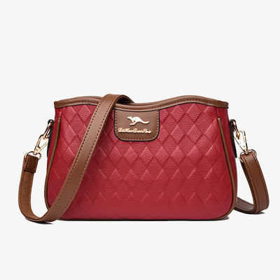 Crossbody Square Bag For Women Diamond Pattern Leather Commuter Purse