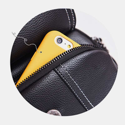 Triple Zip Small Crossbody Bag Leather Cell Phone Purse Shoulder Handbag