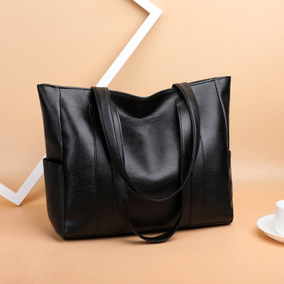 Large Capacity Tote Soft Leather Shoulder Handbag For Women