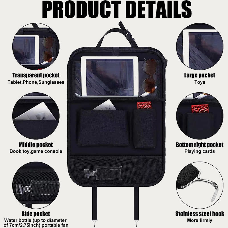 Car Organizer Oxford Material With Tray Seat Back Storage Bag