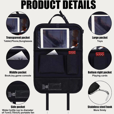 Car Organizer Oxford Material With Tray Seat Back Storage Bag
