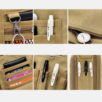 Vintage Canvas Mini Crossbody Shoulder Bag Men Small Purses with Multi-Slot