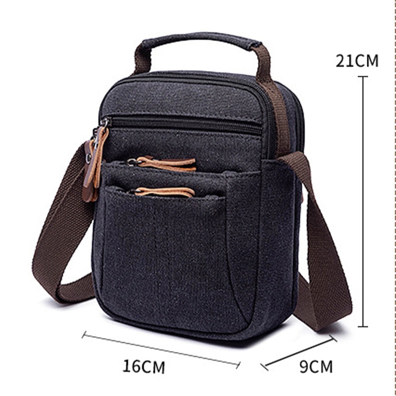 Vintage Multi-Carry Small Canvas Cross Body Purse Casual Shoulder Bag for Men
