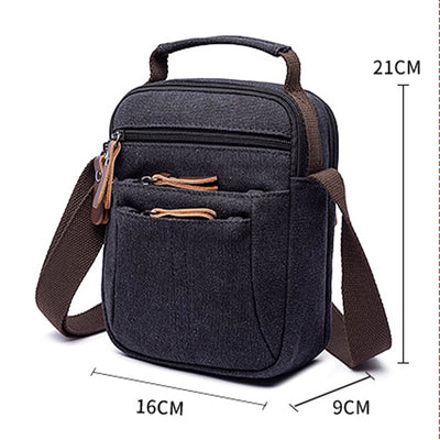 Vintage Multi-Carry Small Canvas Cross Body Purse Casual Shoulder Bag for Men
