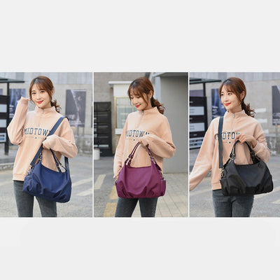 Triple Compartment Tote Handbag Large Capacity Hobo Handbag with Crossbody Strap