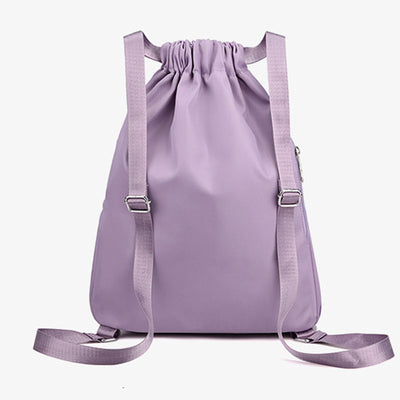 Waterproof String Bag Foldable Sports Gym Drawstring Backpack with Side Pocket