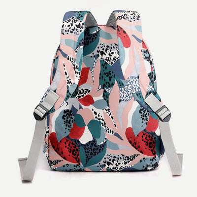 Backpack for Women Waterproof Multi-Compartment Printing Casual Nylon Lightweight Schoolbag
