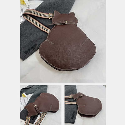 Cute Cat Shaped PU Leather Sling Bag Ladies Crossbody Shoulder Bag