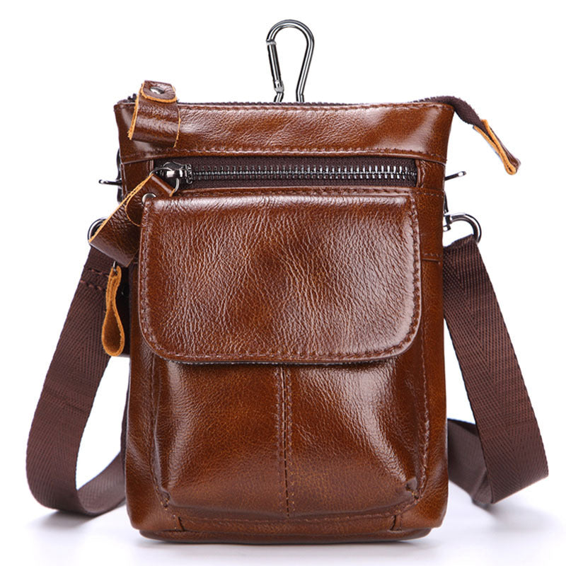 Men's Outdoor Leather Multi-function Waist Bag