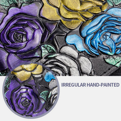 RFID Multi-Slot Elegant Hand-Painted Floral Wallet Card Holder
