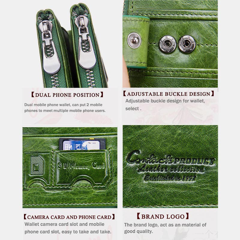 Wallets for Women Genuine Leather Cellphone Case Long Slim Credit Card Holder
