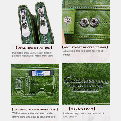 Wallets for Women Genuine Leather Cellphone Case Long Slim Credit Card Holder