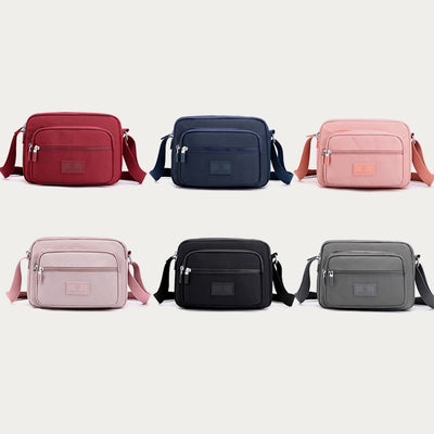 4 Zip Crossbody Bag Lightweight Nylon Purse for Women