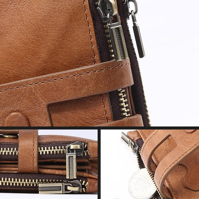 Men's RFID Blocking Card Holder Double Zip Wallet