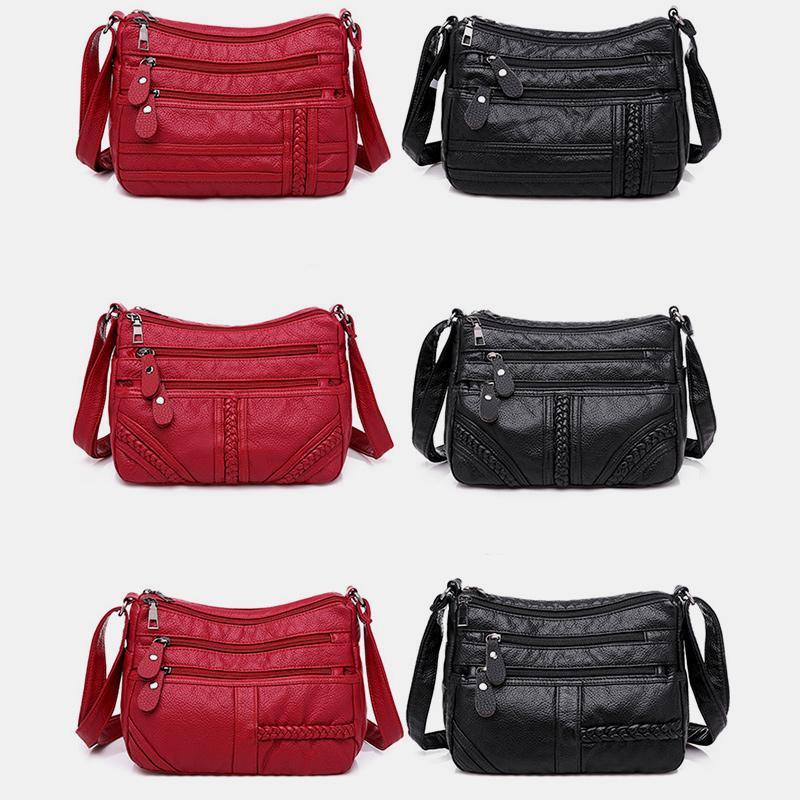 Multi-pocket Solid Crossbody Bag