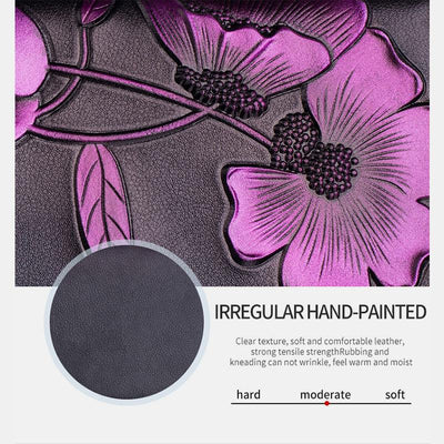 RFID Genuine Leather Vintage Floral Embossing Wallet