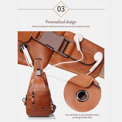 Vintage Genuine Leather Multi-function Sling Bag