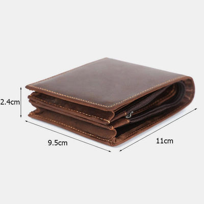 RFID Crazy Horse Leather Bifold Vintage Wallet