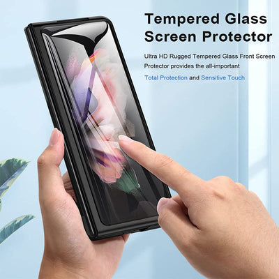 Phone Case For Galaxy Fold 4 Quilted Rhombic Ring Protective Case
