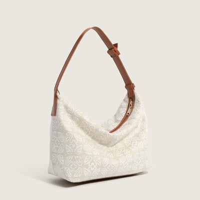 Canvas Handbag for Women Houndstooth Print Shoulder Bag Hobo Satchel