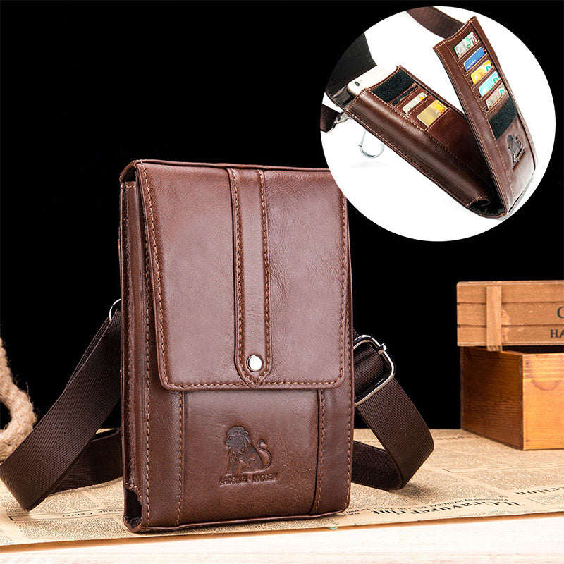 Genuine Leather Wallet Clutch Multi-Slot Waist Bag with Belt Loop Crossbody Strap