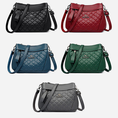 3 Layer Quilted Faux Leather Crossbody Bag Purse For Women