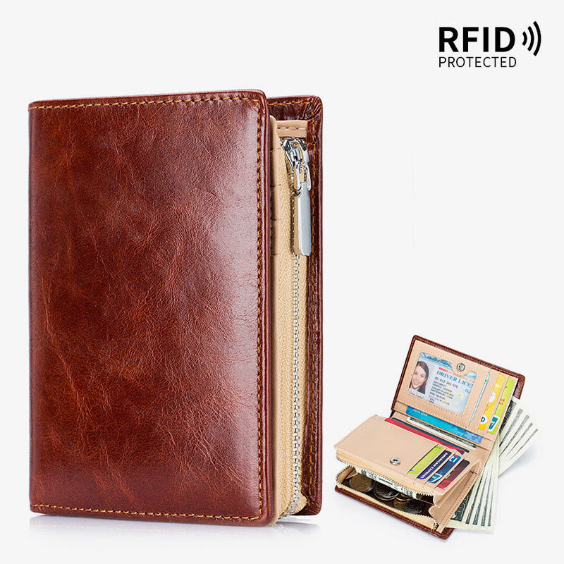 Mens Short Wallet For Business Retro Multifunction Leather Coin Purse