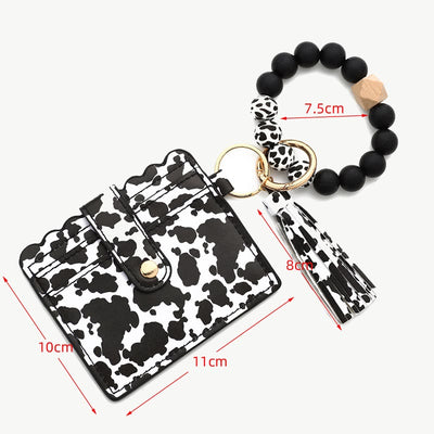 Western Card Holder Silicone Bead Bracelet Tassel Purse For Women