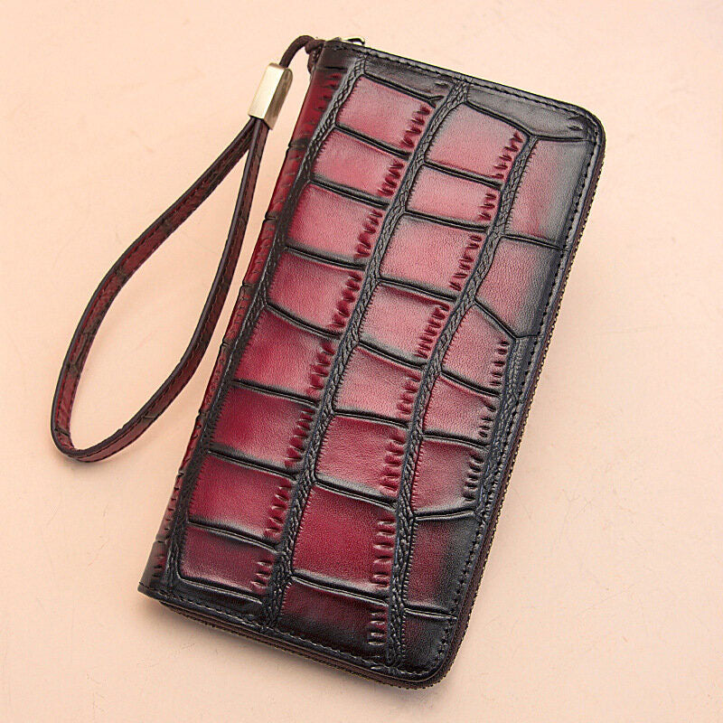 Women Genuine Leather Alligator Multi-card Slots Wallet