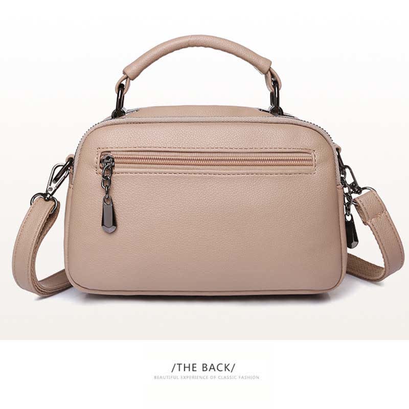 Multi-Pocket Leather Crossbody Purse for Women Small Top Handle Satchel Handbag