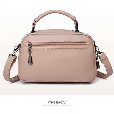Multi-Pocket Leather Crossbody Purse for Women Small Top Handle Satchel Handbag