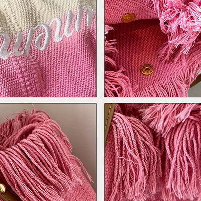 Tote For Women Gradient Color Style Tassel Large Daily Purse