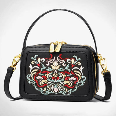 Top-Handle Bag for Women Vintage Embroidery Folk-Custom Shopping Crossbody Bag