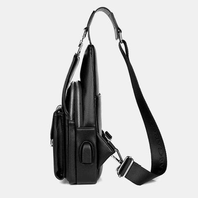Men Leather Sling Bag Multipurpose Casual Bag Chest Bag Shoulder Bag