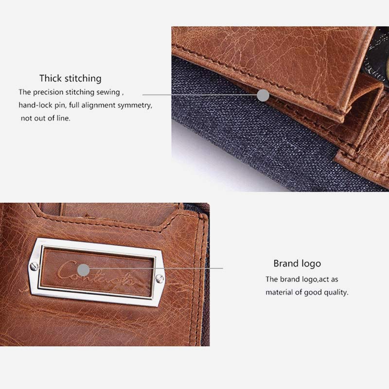 Vintage Leather Wallet Super Roomy Bifold Short Wallet for Men