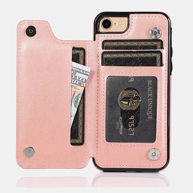 Leather Wallet Phone Case with Card Holder ID Window Compatible with iPhone Samsung