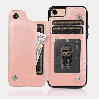 Leather Wallet Phone Case with Card Holder ID Window Compatible with iPhone Samsung
