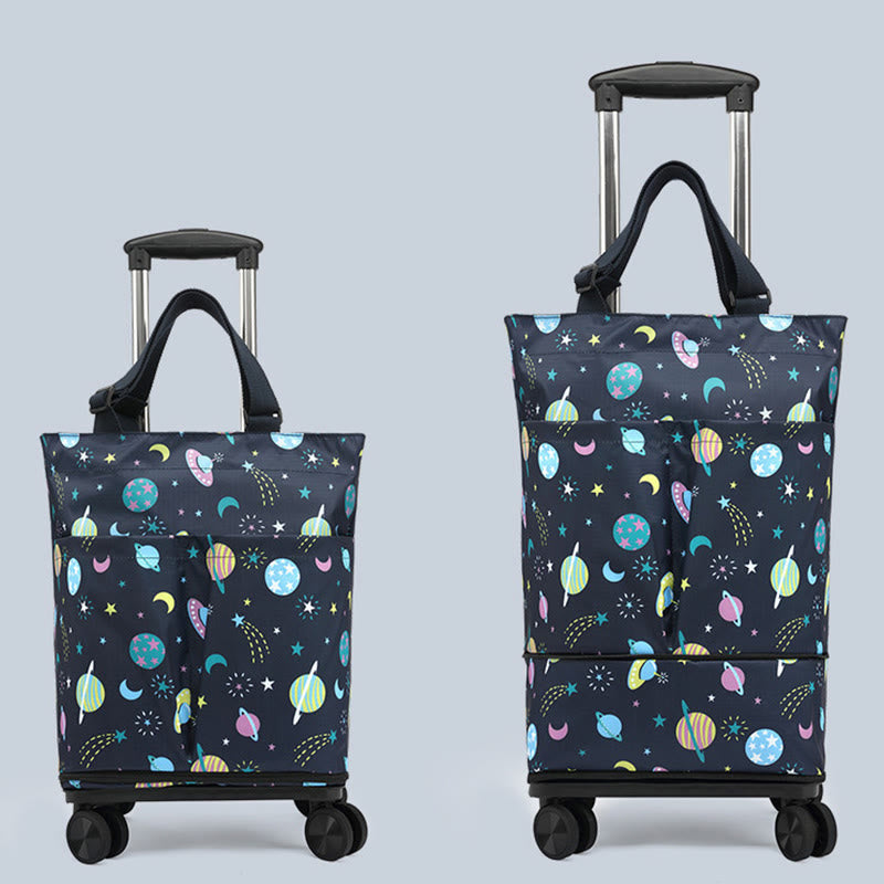 Tote Bag For Women Shopping Folding Removable Wheel Cart