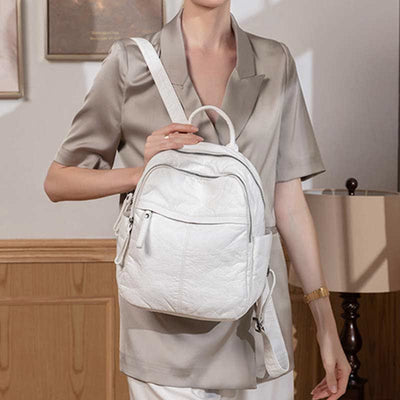 Soft Leather Backpack for Women Fashion Designer Travel Ladies Daypack