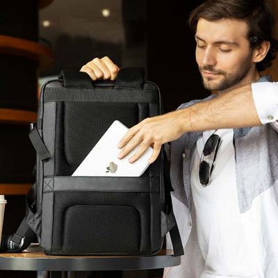 Expandable Capacity Multi-Layer Business Waterproof Backpack with Clock